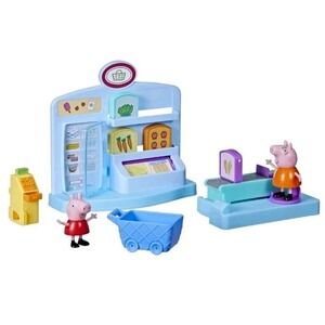 PEPPA PIG Adventures Supermarket Playset 2 Figures & 8 Accessories For 3+ NEW